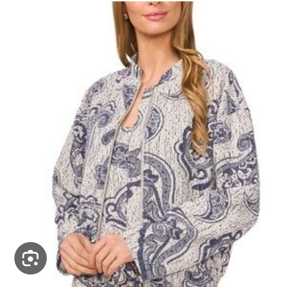 1. State Wome Paisley Bomber Jacket Sz XL Long Sleeve Zip Up NWT Cozy